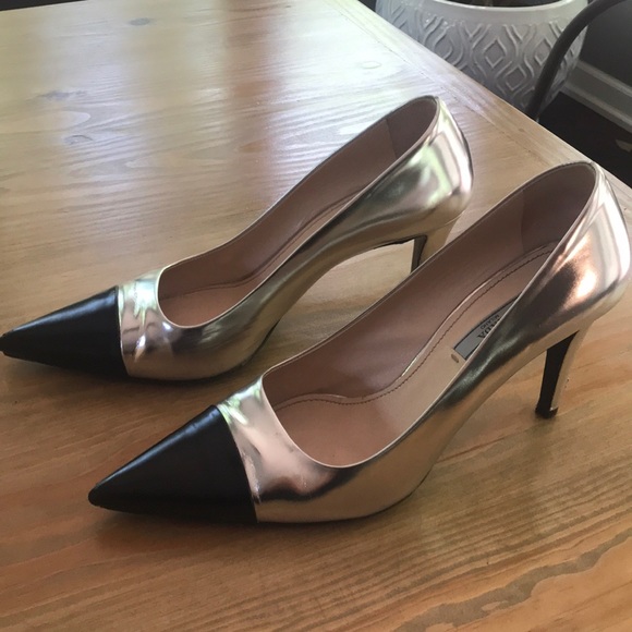 Prada Silver and Black Heels Authentic - Picture 2 of 8